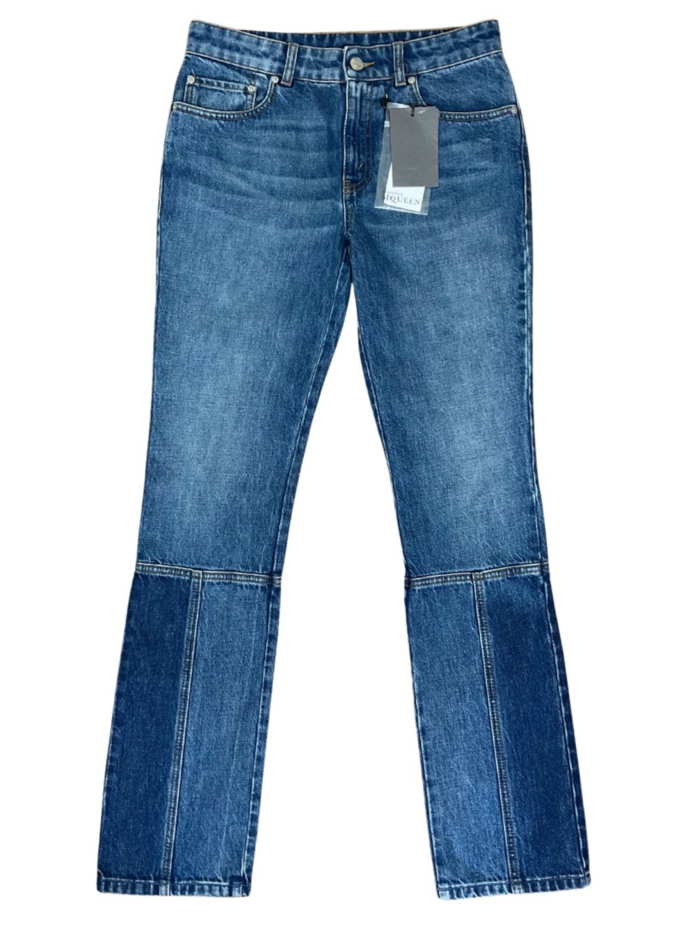 AUTHENTIC Alexander McQueen Womens Light Dark Wash Straight Leg Blue Denim Jeans